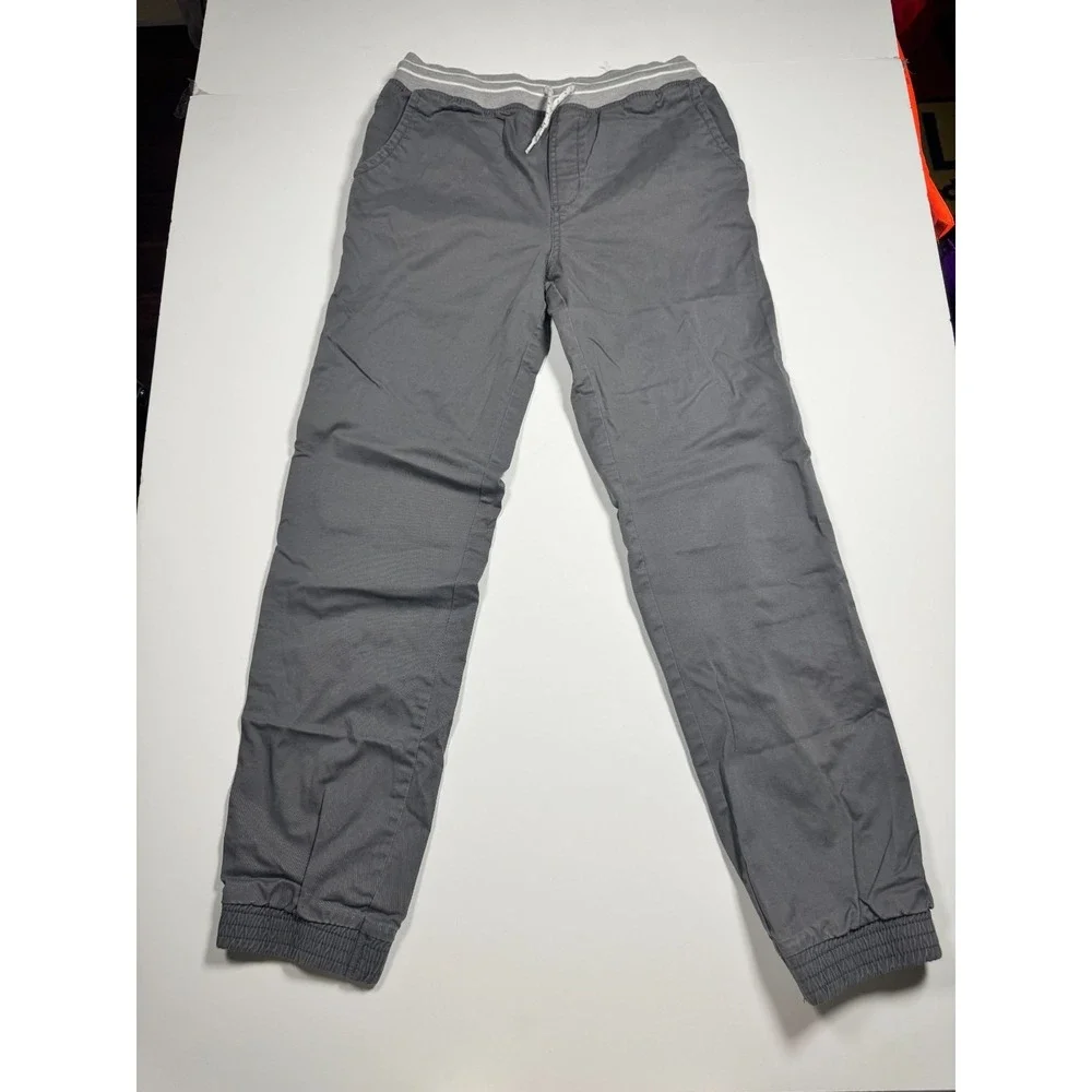 Cat & Jack Jogger Pants Boys 16‎ Gray Woven Elastic Drawstring Waist Tapered Leg